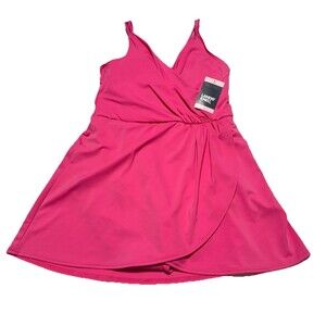 Lands' End Swim Dress Women’s Size S Wrap One Piece Swimsuit Pink Padded bra NWT